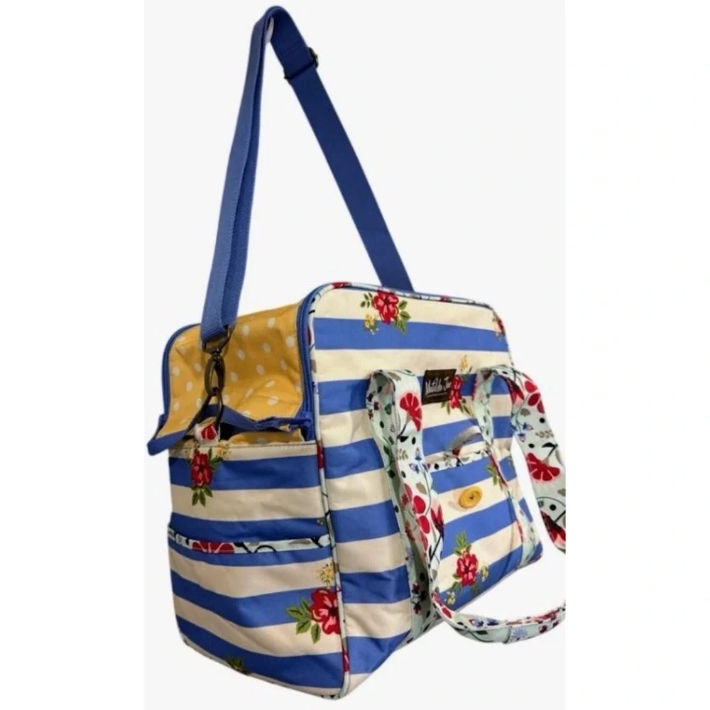 Matilda Jane Floral Diaper Bag Blue Stripe Polka Dot Travel Tote Cottagecore